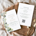Convite Tudo em um código Eucalyptus QR Casamento Verde<br><div class="desc">Prepare-se para dar o tom para o seu próximo casamento com o nosso belo e amigável orçamento, tudo em um convite de casamento de eucalipto com código QR. Estes convites apresentam um design de eucalipto incrível, trazendo um toque da natureza para o seu dia especial. Com um preço acessível, você...</div>