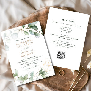Convite Tudo em um código Eucalyptus QR Casamento Verde