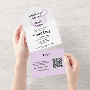 Convite Tudo Em Um Código QR Ampersand Lavanda