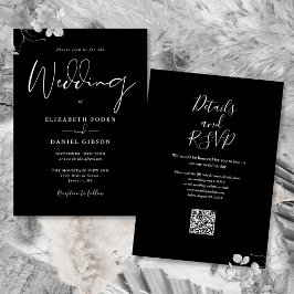 Convite Tudo Em Um Código QR Preto E Branco Casamento
