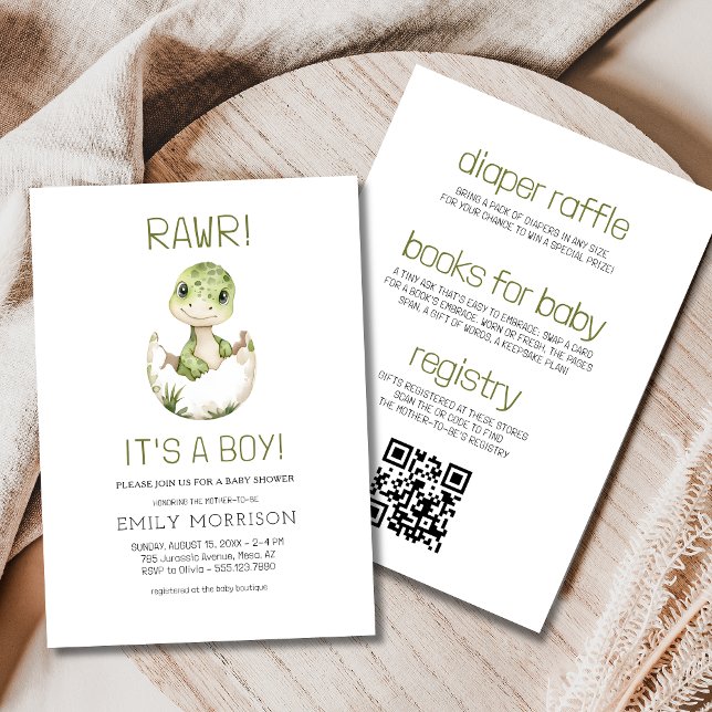 Convite Tudo em um é um Chá de Menino Dinossauro (Criador carregado)