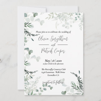 Convite Tudo em um, elegante eucalipto deixa Casamento Inv