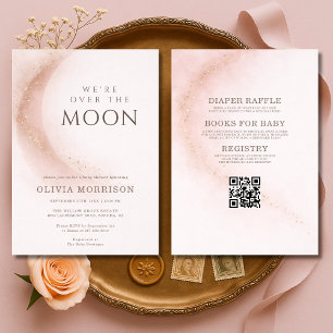 Convite Tudo em Um Estamos Além da Lua Rosa Chamada de Beb
