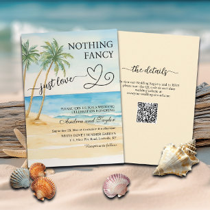 Convite Tudo em Um Nada Chique Apenas Amor Código QR Praia