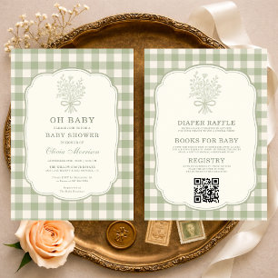 Convite Tudo em Um Oh Baby Gingham Baby Shower