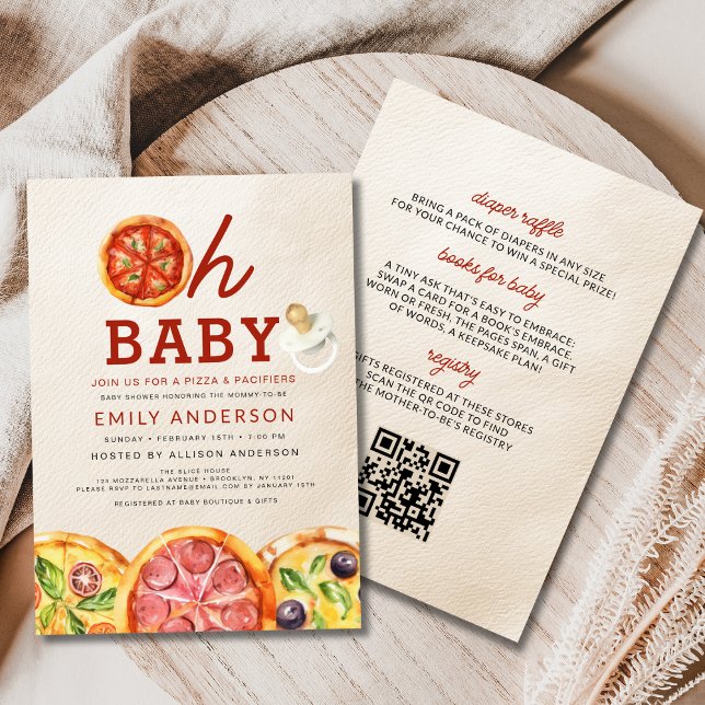 Convite Tudo em um Oh Baby Pizza e Chá de fraldas Pacifica (Criador carregado)