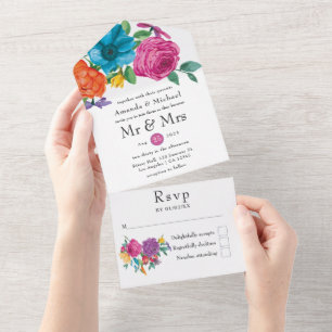 Convite Tudo Em Um Para Casamento Fiesta Floral Aq