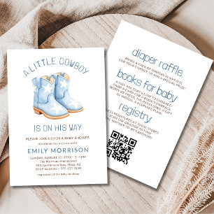 Convite Tudo em Um Pequeno Cowboy Código QR Chuveiro de Be