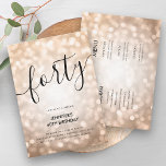 Convite Tudo Em Um Rosa Dourado Luz De Brilho 40 Aniversár<br><div class="desc">Elegante Glam Rosa Glitter Dourado Leituras aniversário de 40 anos com Lâmpadas Luminosas de Glam em Um único convite modelo com luzes brilhantes e script de tipografia moderno.</div>