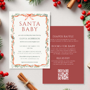 Convite Tudo em Um Santa Baby Bow Chuveiro de Bebê de Inve