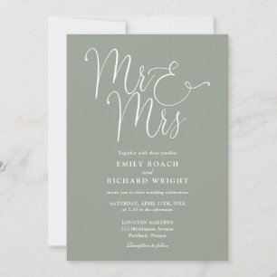 Convite Tudo em Um Senhor e Senhora Chic Casamento Verde S