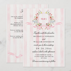 Convite Tudo Em Um Símbolo Regency Aquarela QR Casamento