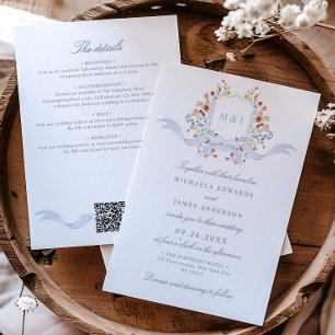 Convite Tudo Em Um Símbolo Regency Aquarela QR Casamento