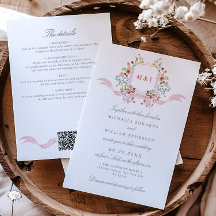 Tudo Em Um Símbolo Regency Aquarela QR Casamento