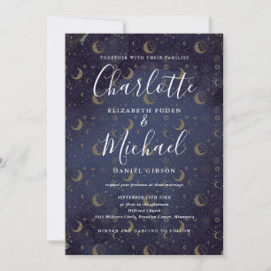 Convite Tudo Em Um Simples Casamento Celestial De Lua E Es
