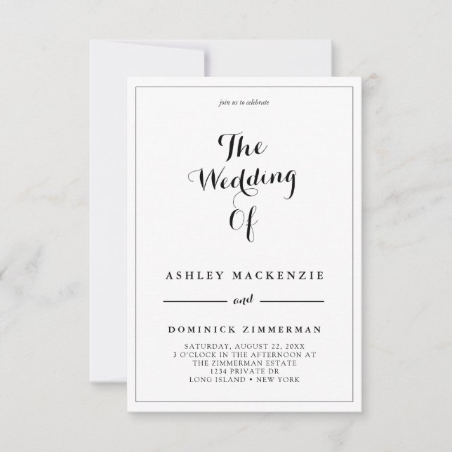 Convite Tudo em um simples casamento contemporâneo RSVP (Frente)