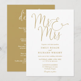 Convite Tudo Em Um Sr E Sra Elegante Casamento Dourado