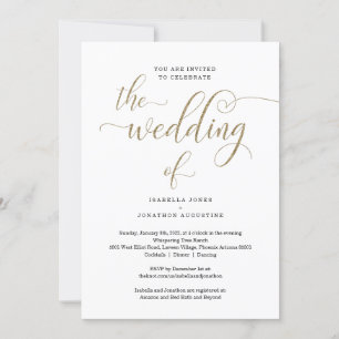 Convite Tudo em um w- RSVP & no casamento Dourado do