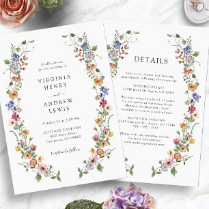 Convite Tudo em Uma Cor Vibrante para Casamento de Flores 