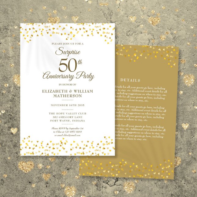 Convite Tudo Em Uma Festa Surpresa de 50 Anos de Casamento (All In One Surprise Party 50th Wedding Anniversary Invitation)