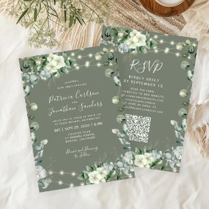 Convite Tudo em uma luz rústica RSVP sage verde casamento