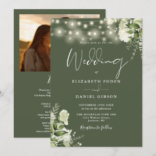 Convite Tudo Em Uma Luzes de Verdura Foto Olive Casamento
