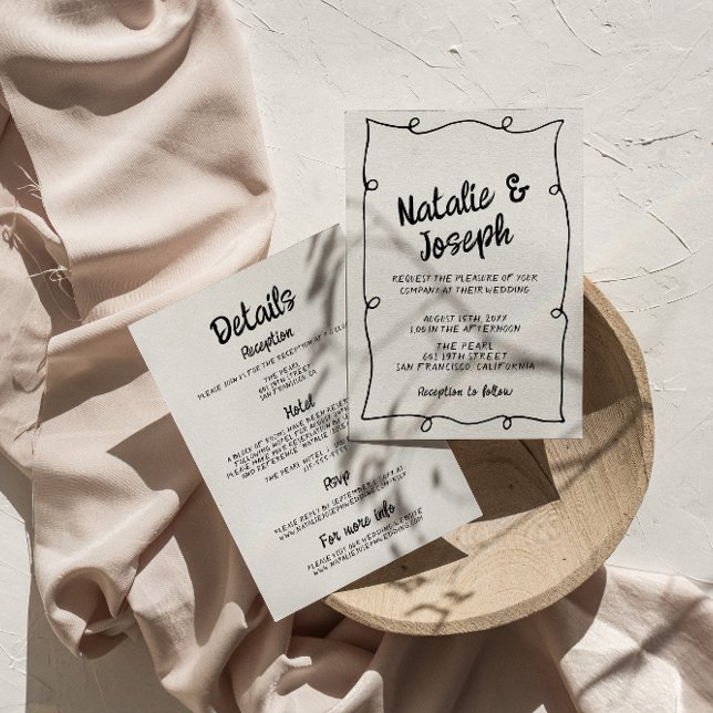 Convite Tudo Em Uma Mão Escrito Quadro Moderno Retrô Casam (Criador carregado)