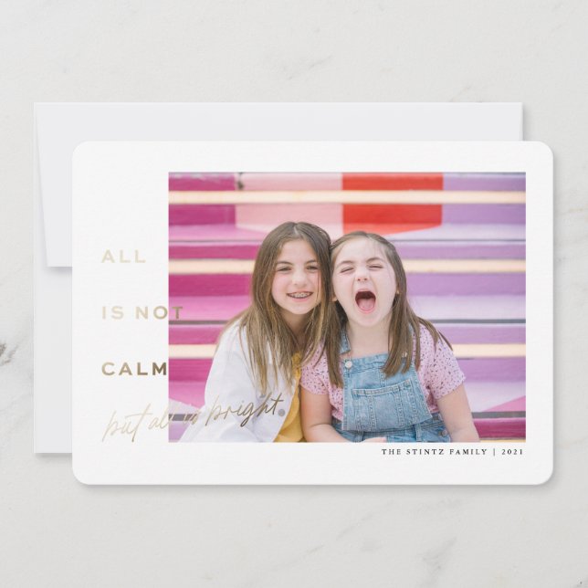 Convite Tudo Está Brilhante Colorido Foil Engraçado Natal (Frente)