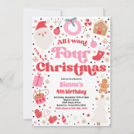 Convite Tudo o que eu quero é quatro festas de aniversário