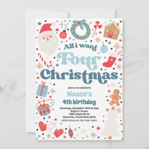 Convite Tudo o que eu quero é quatro festas de aniversário