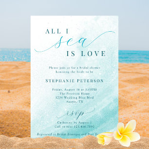 Convite Tudo o que Vejo é Amor Praia do Oceano Azul Bridal