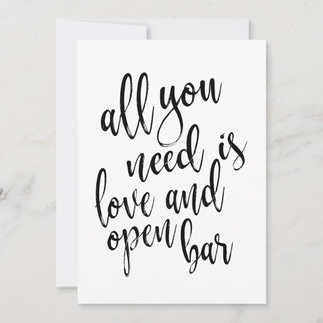 Convite Tudo o que você precisa é amor e sinal de barra ab (Frente)