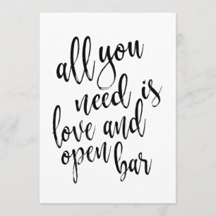 Convite Tudo o que você precisa é amor e sinal de barra ab