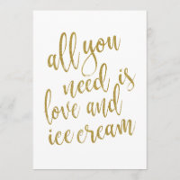 Tudo o que você precisa é amor e sorvete placa ace