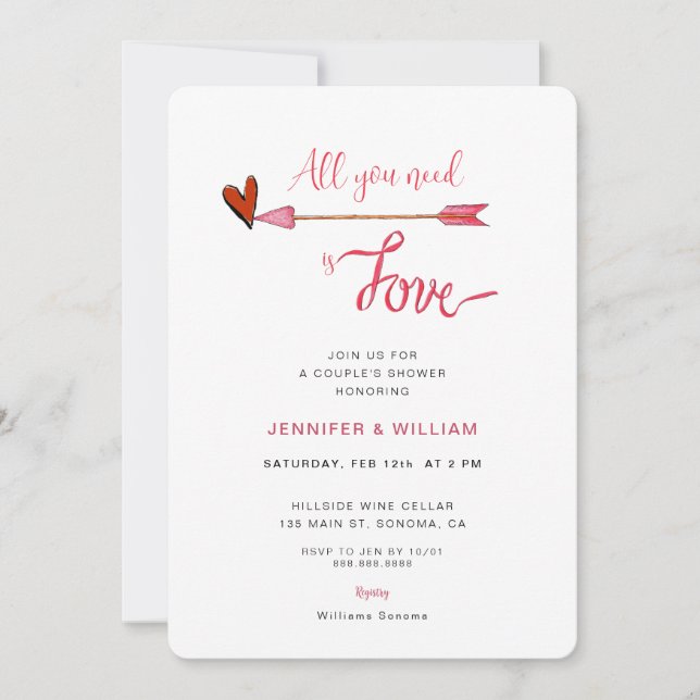 Convite Tudo o que você precisa é de namorados Casais de a (Frente)