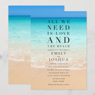 Convite Tudo que precisamos é amor e casamento na praia