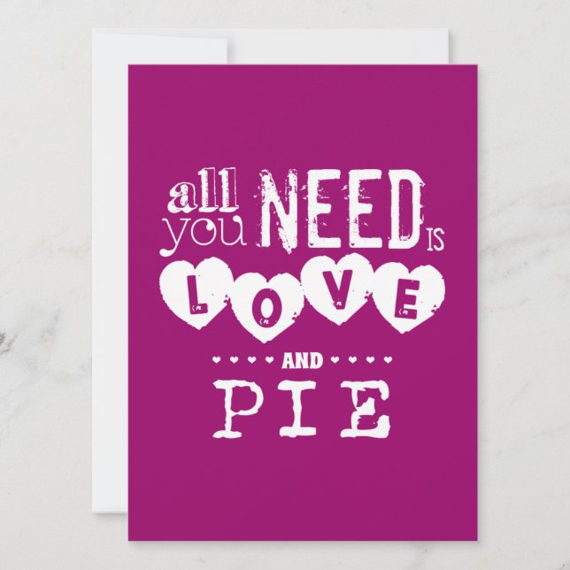 Convite Tudo que você precisa é amor e torta (Frente)