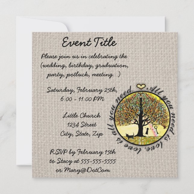 Convite Tudo que você precisa é árvore de amor de vida com (Frente)