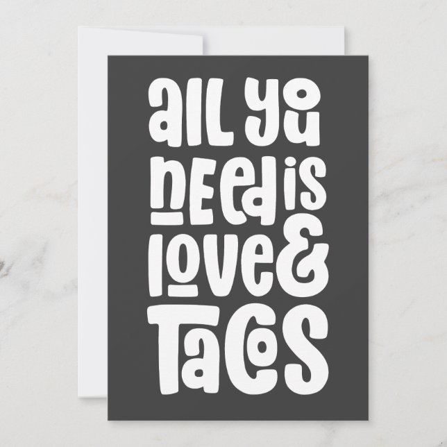 Convite Tudo que você precisa é de amor e tacos (Frente)