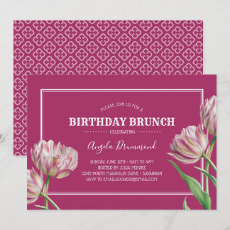 Convite Tulip Flower Birthday Brunch Pink