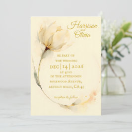 Convite Tulipa aguarela bege de flor simples selvagem casa