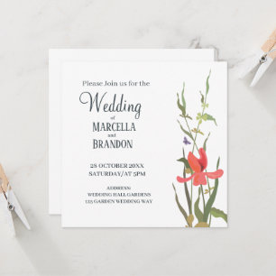 Convite Tulipa Floral de Casamento Primavera