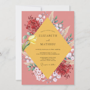 Convite Tulipa Mostarda Terracota Eucalipto Casamento