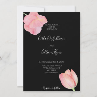 Convite Tulipa Rosa Elegante - casamento moderno minimalis