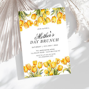 Convite Tulipas Amarelas Modernas Brunch Floral do Dia das