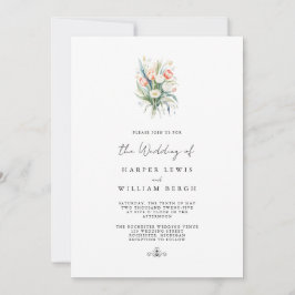 Convite tulipas aquáticas minimalísticas qr code casamento