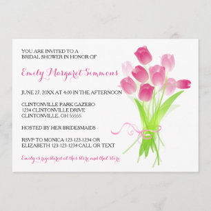Convite Tulipas cor-de-rosa - Chá de panela