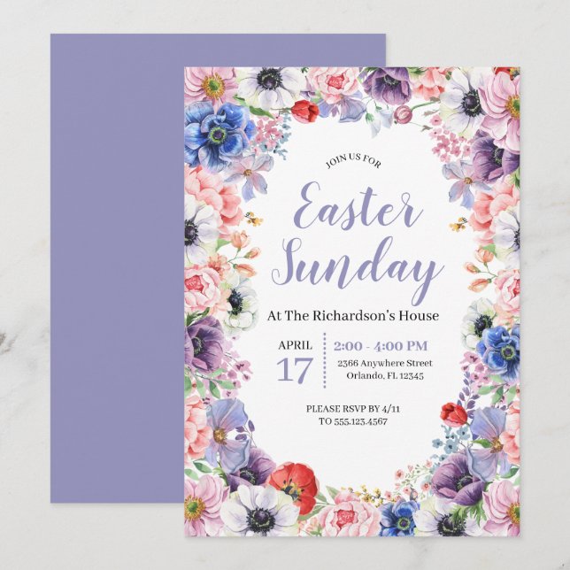 Convite Tulipas da Primavera Celebração Floral da Páscoa (Frente/Verso)
