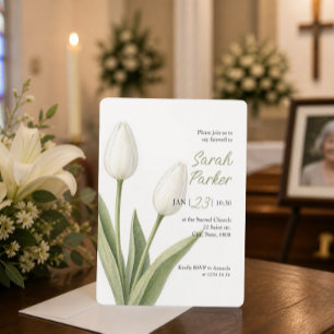 Convite Tulipas de Aquarela Branca Funeral