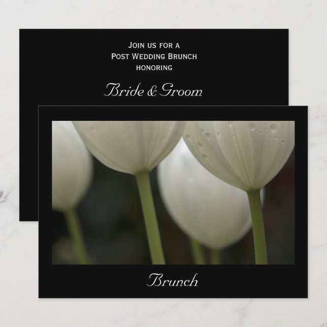 Convite Tulipas de Jardim Branco Brunche de Pós-Casamento  (Frente/Verso)
